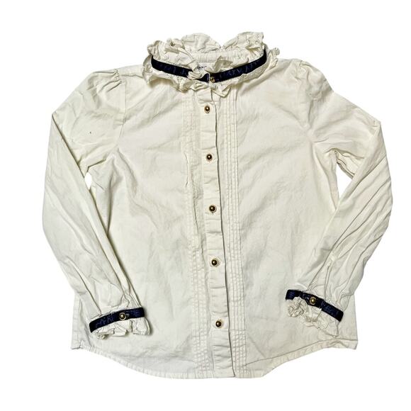 Janie And Jack Ruffle Ribbon Poplin Top Size 7 - Picture 1 of 9